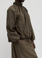 Italian Sporty Nylon Shirred Anorak Top | Tibi