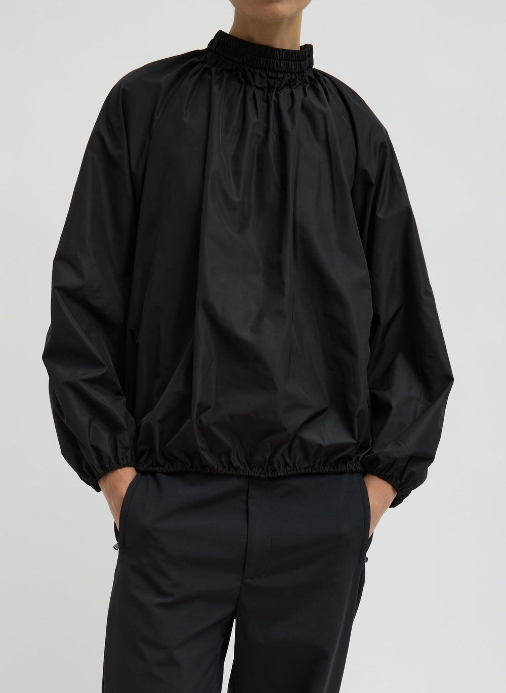 Italian Sporty Nylon Shirred Anorak Top | Tibi