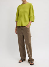 Viscose Plisse Hinged Short Sleeve Top | Tibi