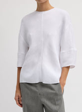 Viscose Plisse Hinged Short Sleeve Top | Tibi