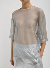 Viscose Metallic Mesh Easy T-Shirt | Tibi