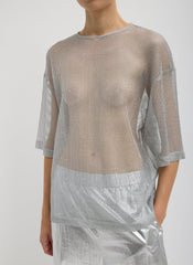 Viscose Metallic Mesh Easy T-Shirt | Tibi