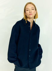 Luxe Double Faced Wool Angora Easy Shirt | Tibi