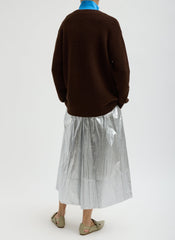Silver Metallic Nylon Pull On Full Skirt | Tibi