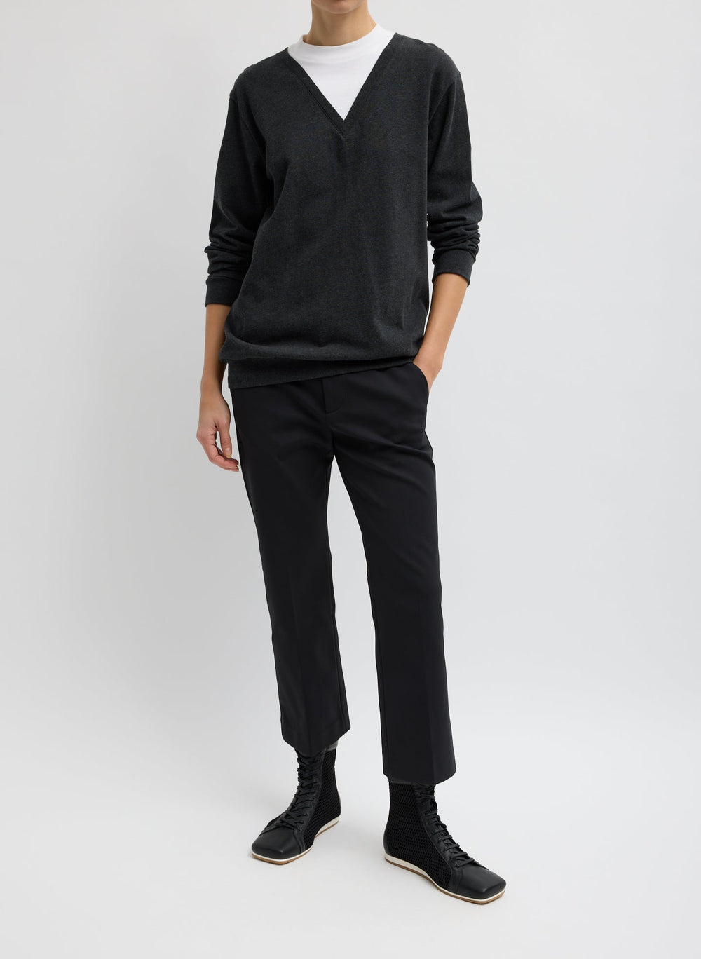 Compact Tech Knit Cropped Bootcut Pant | Tibi