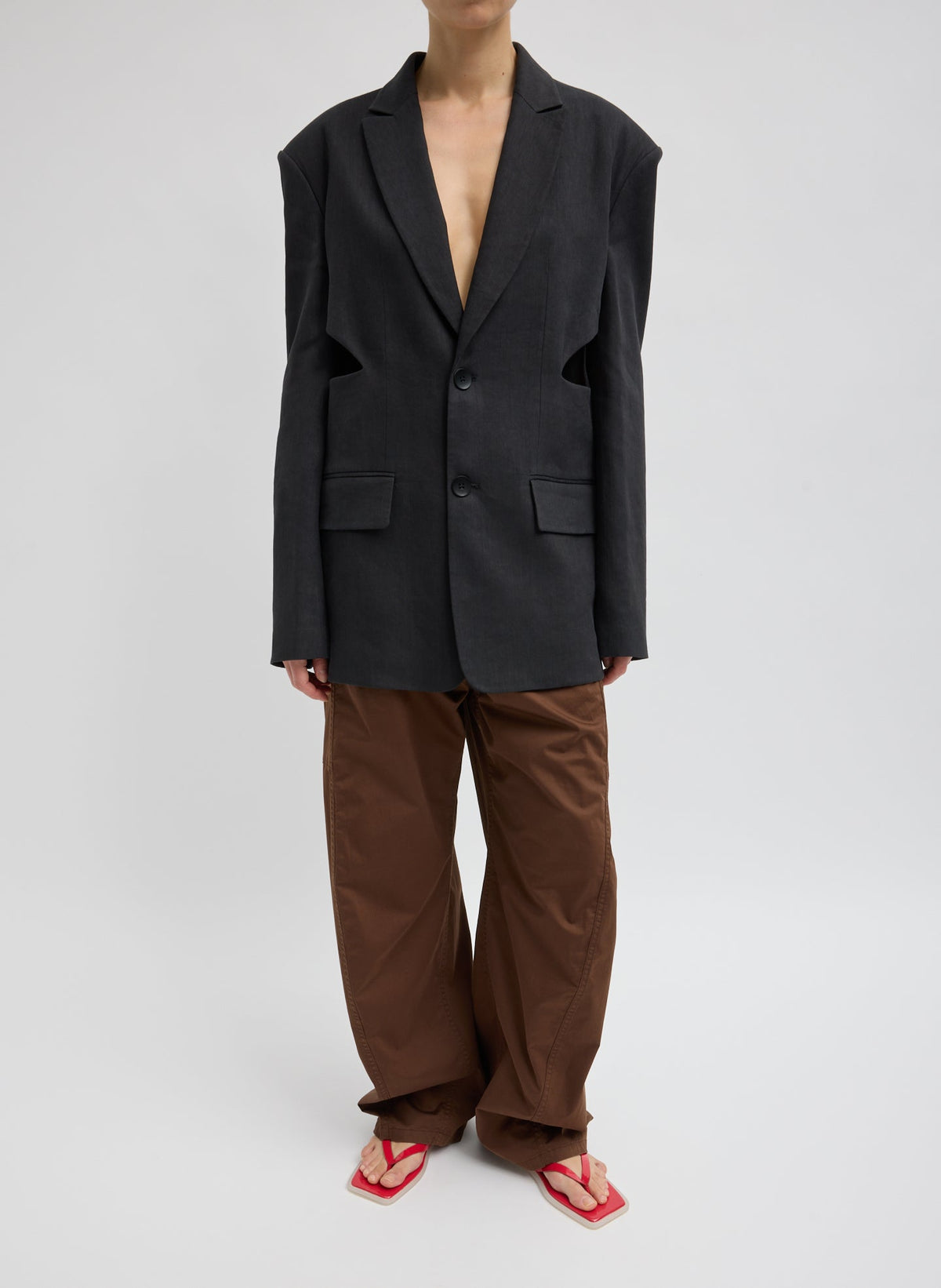 Stretch Linen Viscose Side Cut Blazer | Tibi