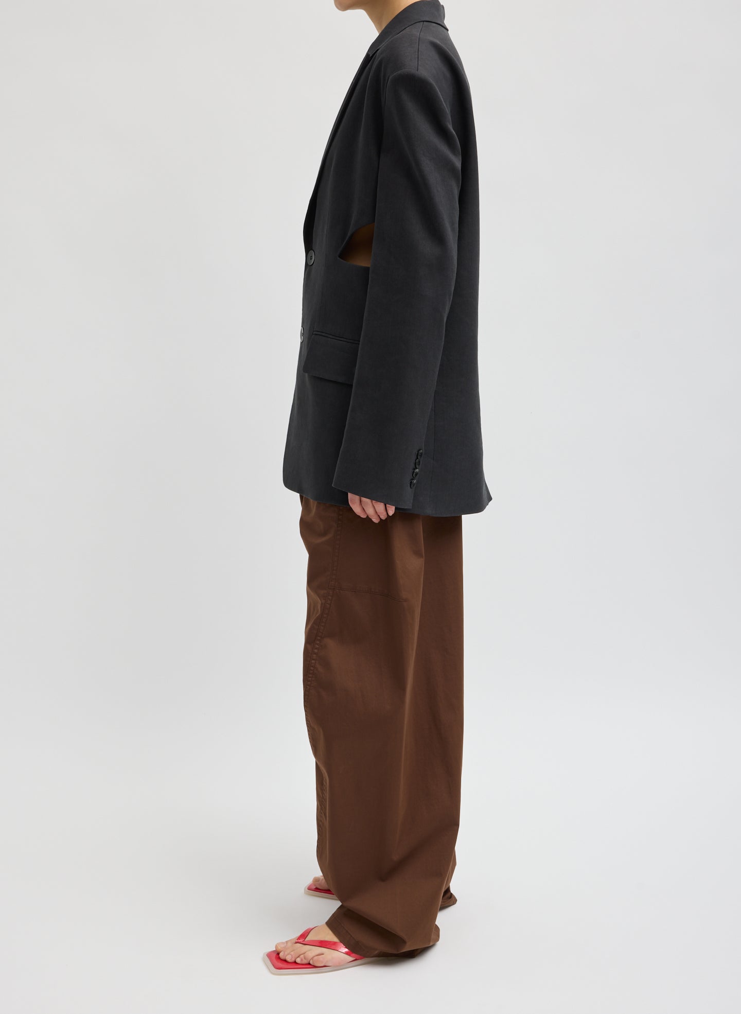 Stretch Linen Viscose Side Cut Blazer | Tibi