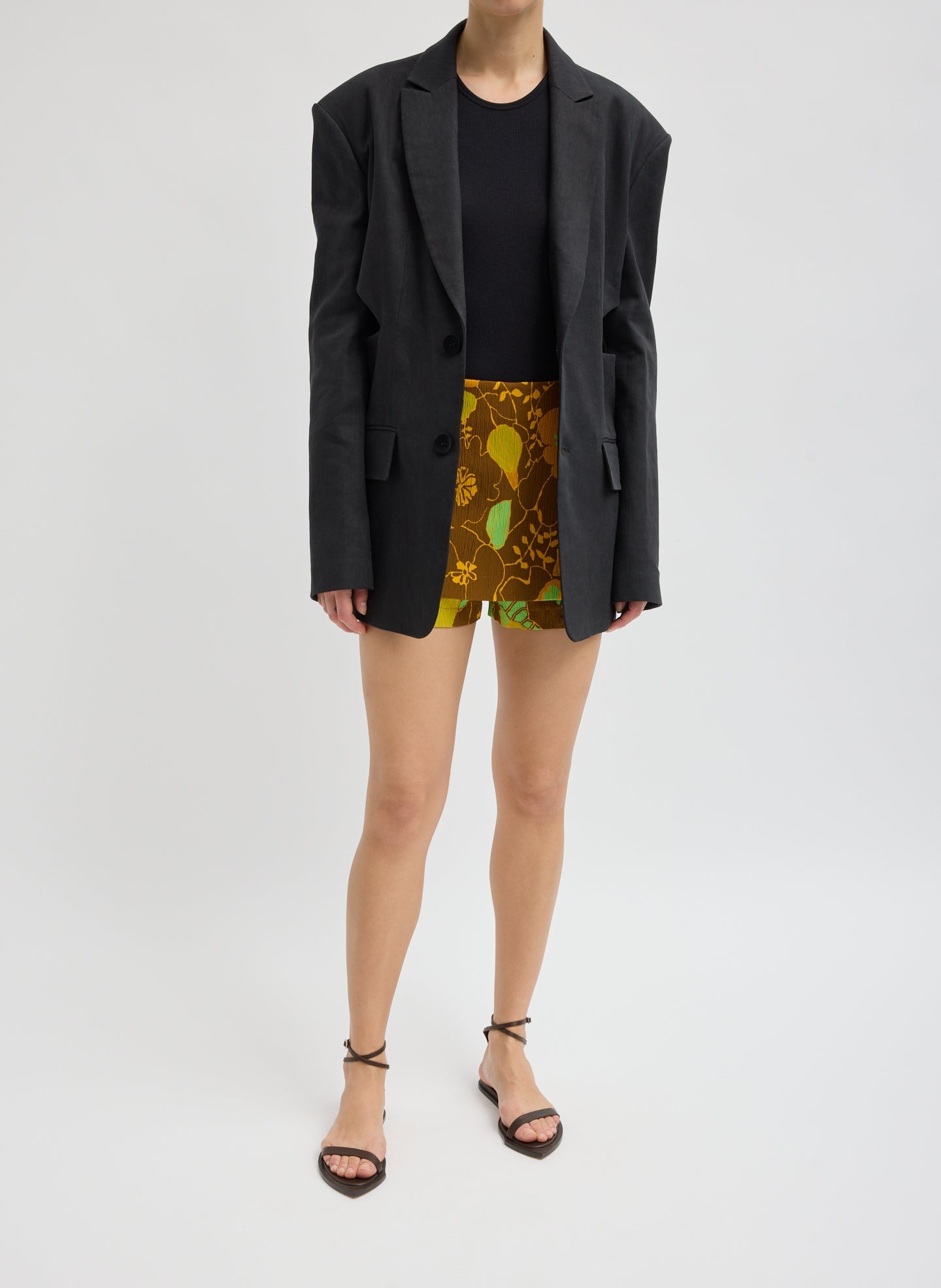 Stretch Linen Viscose Side Cut Blazer | Tibi