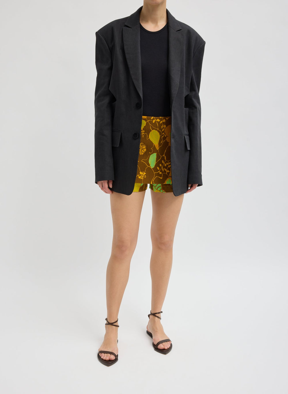 Stretch Linen Viscose Side Cut Blazer | Tibi