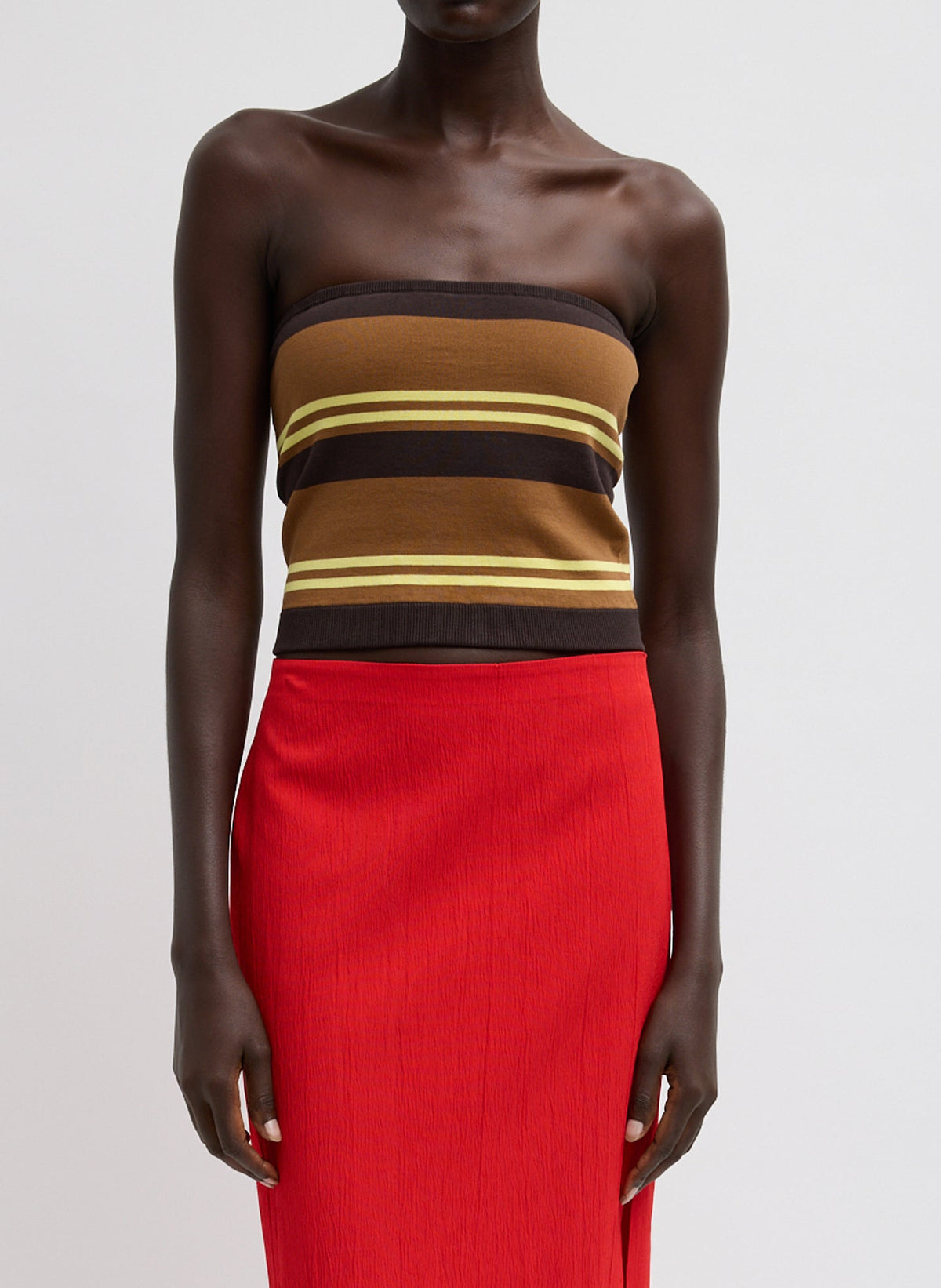 Super Fine Gauge Striped Tube Top | Tibi