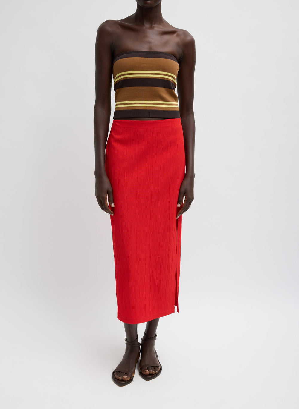 Super Fine Gauge Striped Tube Top | Tibi