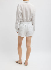 Crinkle Stripe Summer Suiting Pull On Shorts | Tibi