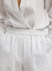Crinkle Stripe Summer Suiting Pull On Shorts | Tibi