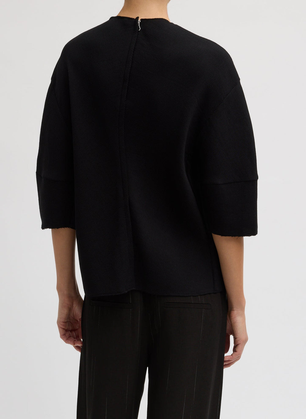 Viscose Plisse Hinged Short Sleeve Top | Tibi
