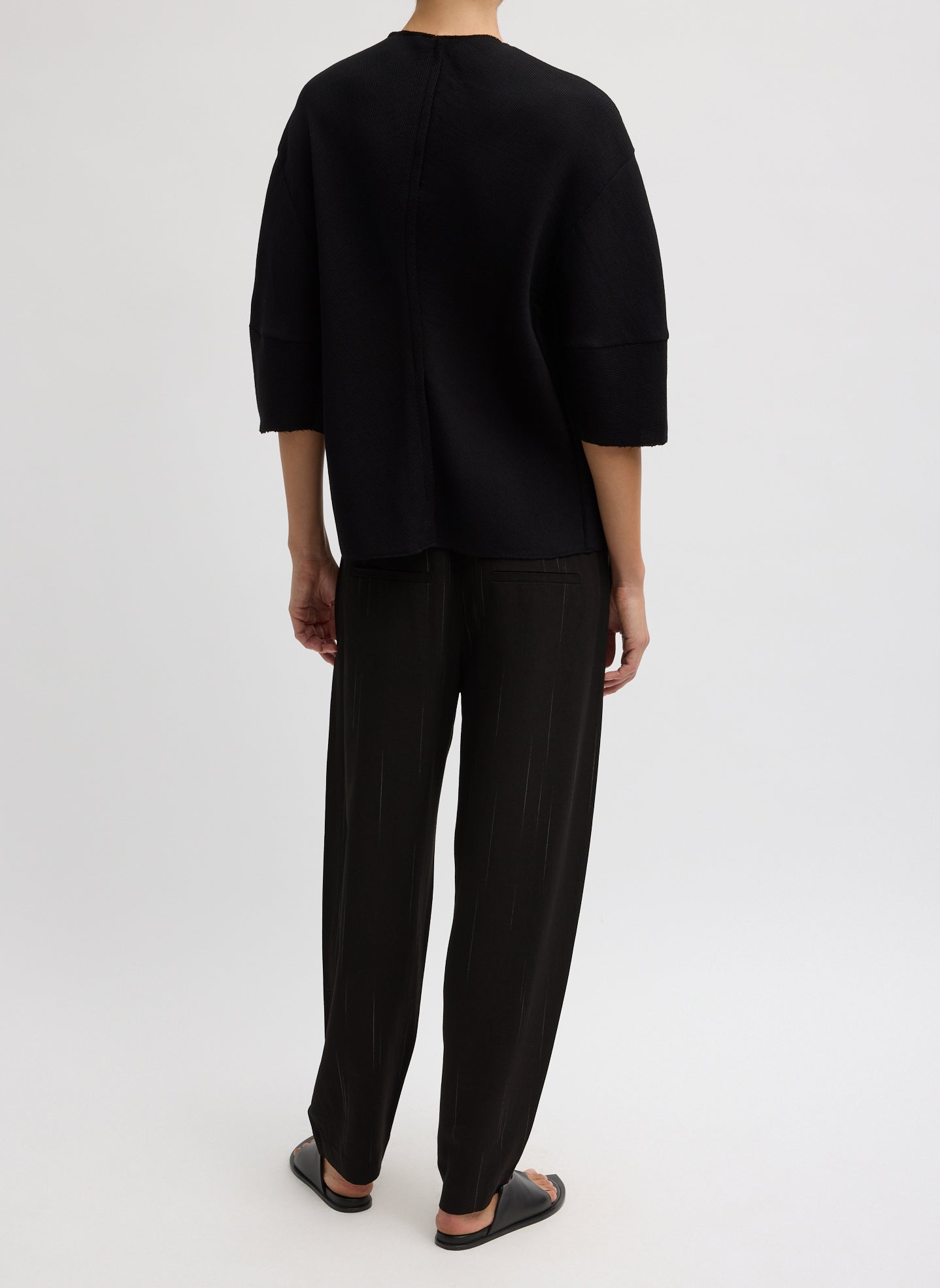Viscose Plisse Hinged Short Sleeve Top | Tibi