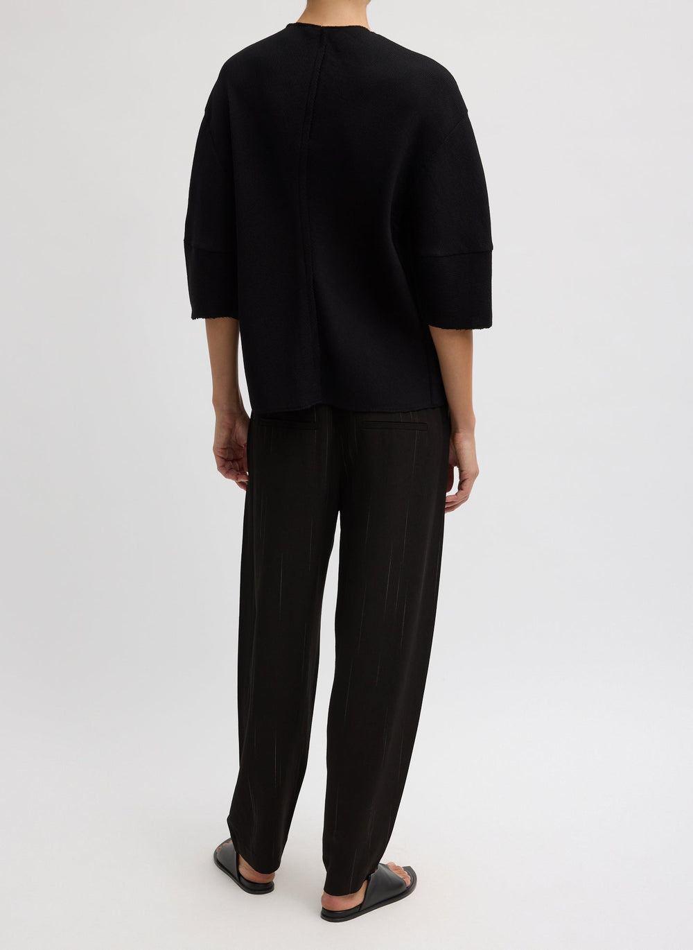 Viscose Plisse Hinged Short Sleeve Top | Tibi