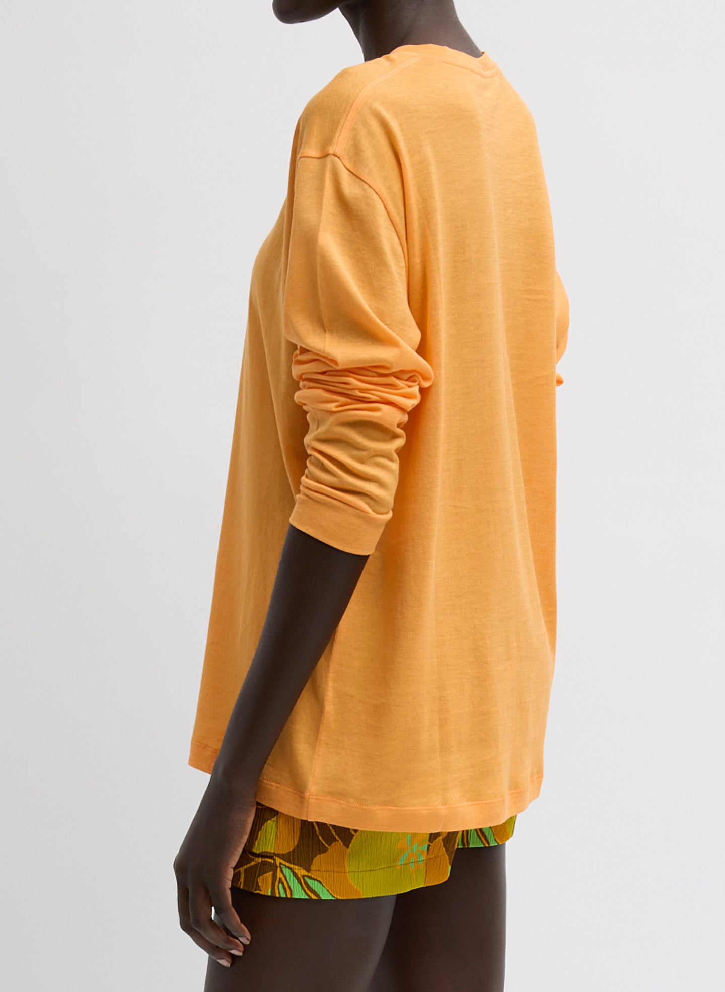 Sheer Crepe Knit Crewneck Unisex Long Sleeve T-Shirt | Tibi
