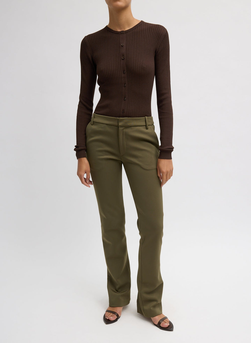 Ribbed Sweater Slim Cardigan | Tibi