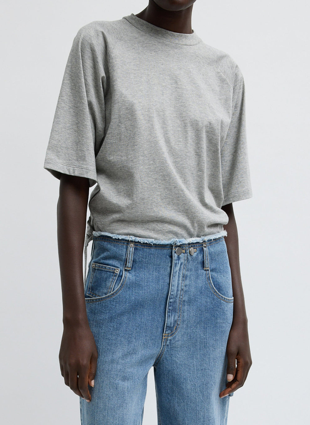 Short Sleeve T-Shirt With Shirred Back | Tibi
