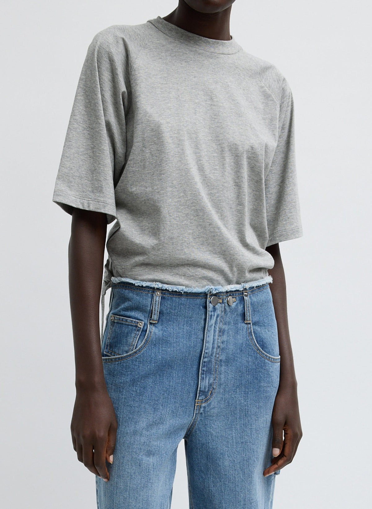 Short Sleeve T-Shirt With Shirred Back | Tibi