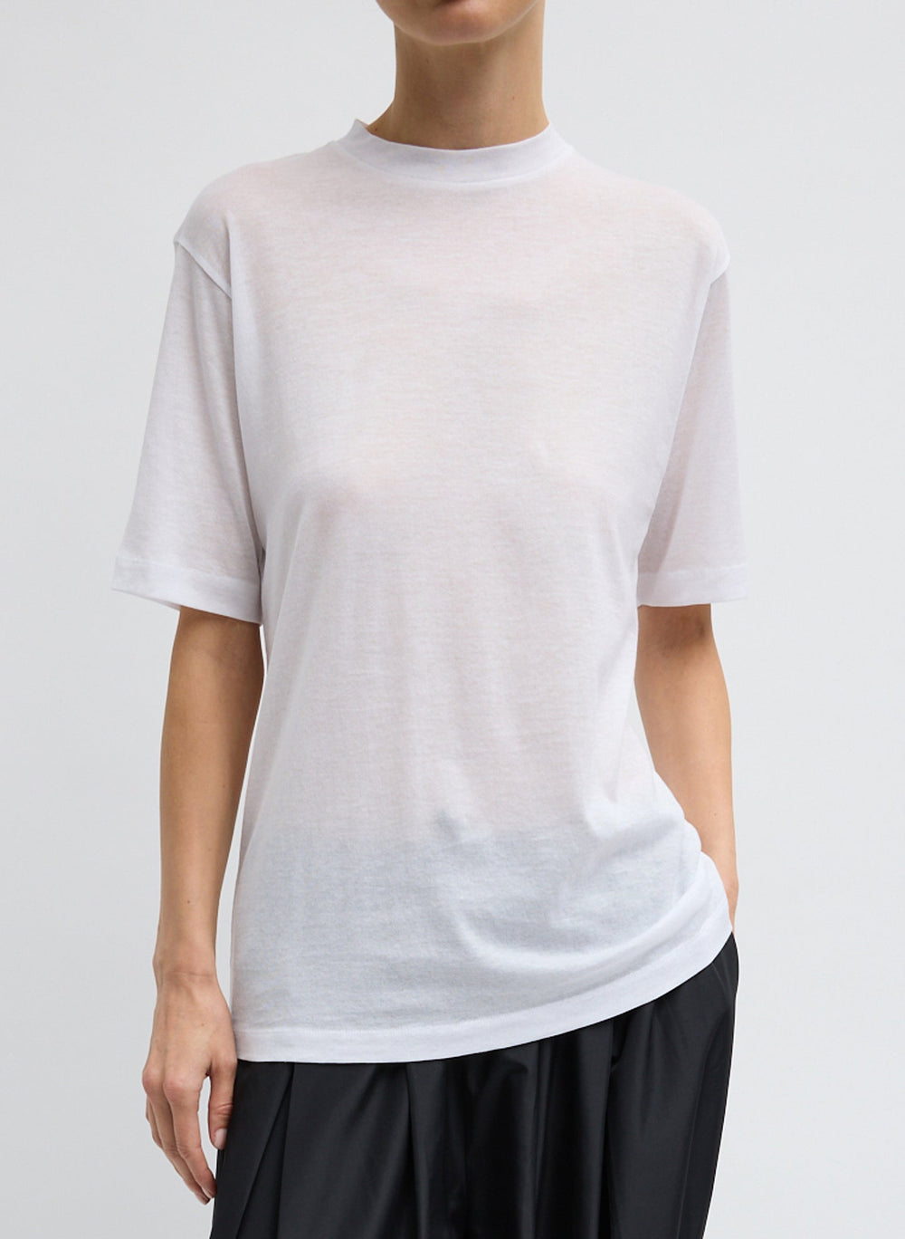 Sheer Crepe Knit Mock Unisex T-Shirt | Tibi