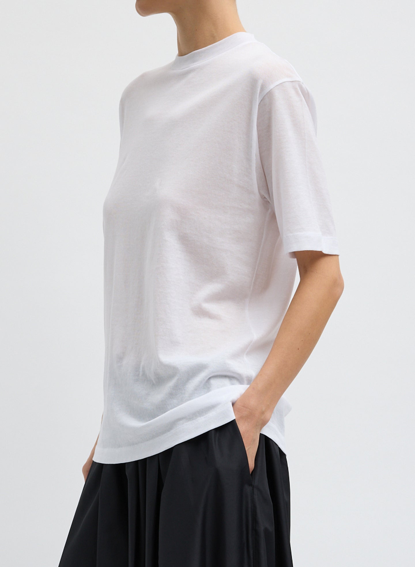 Sheer Crepe Knit Mock Unisex T-Shirt | Tibi