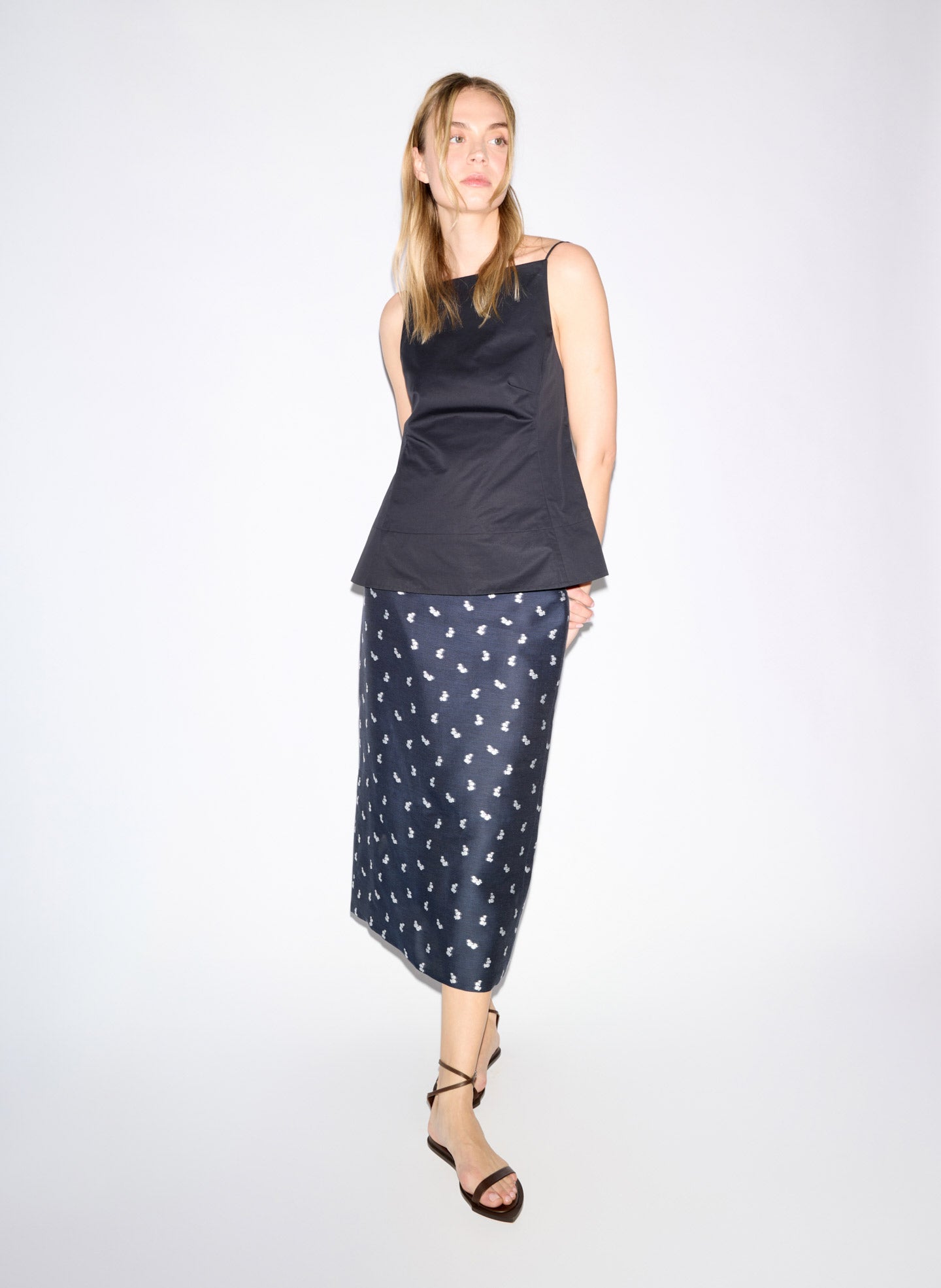 Silk Gazar Jacquard Pencil Skirt | Tibi