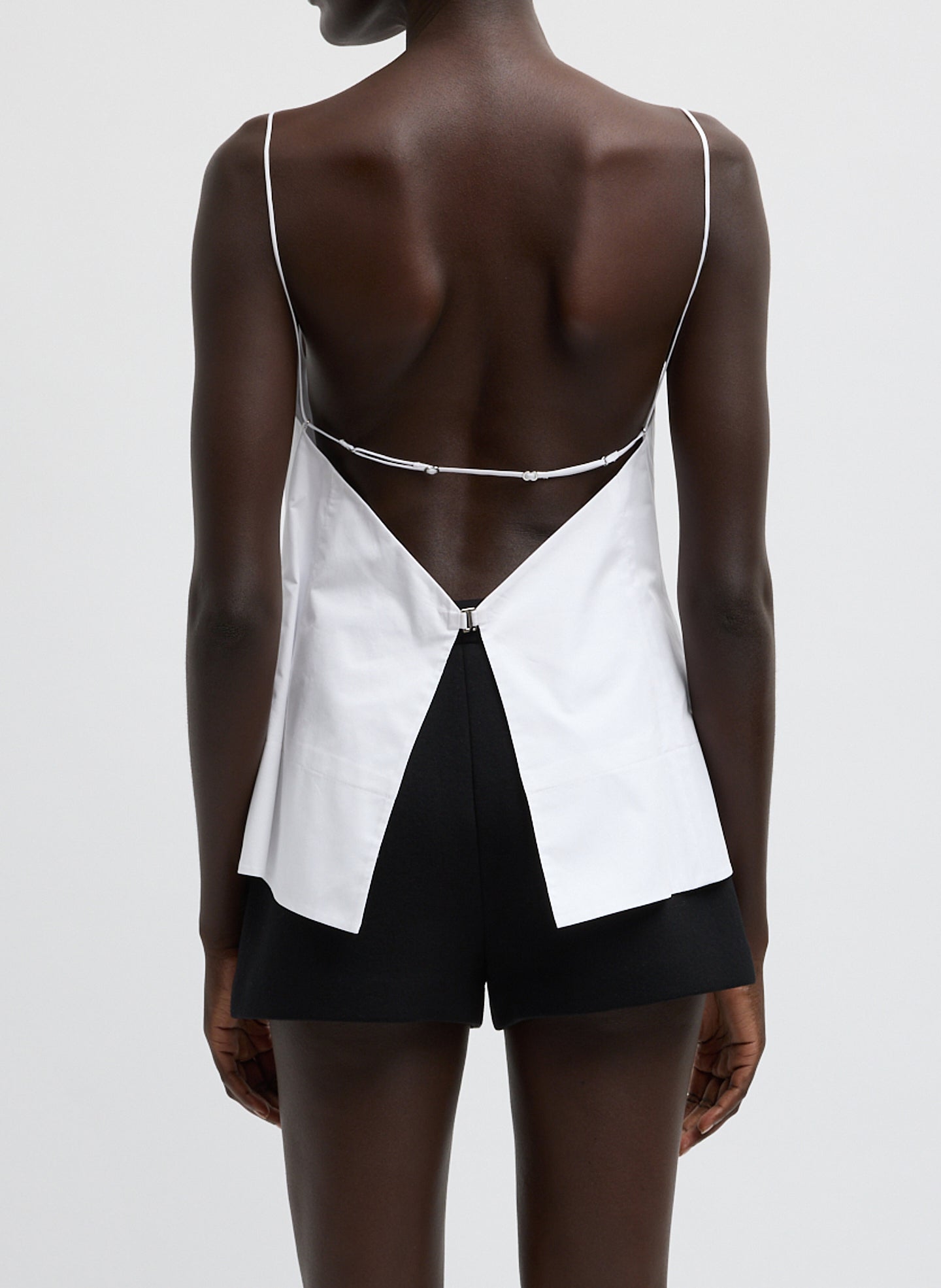 Eco Poplin Strappy Open Back Top | Tibi