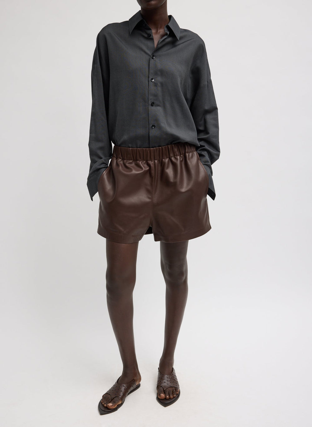 Leather Pull On Short | Tibi