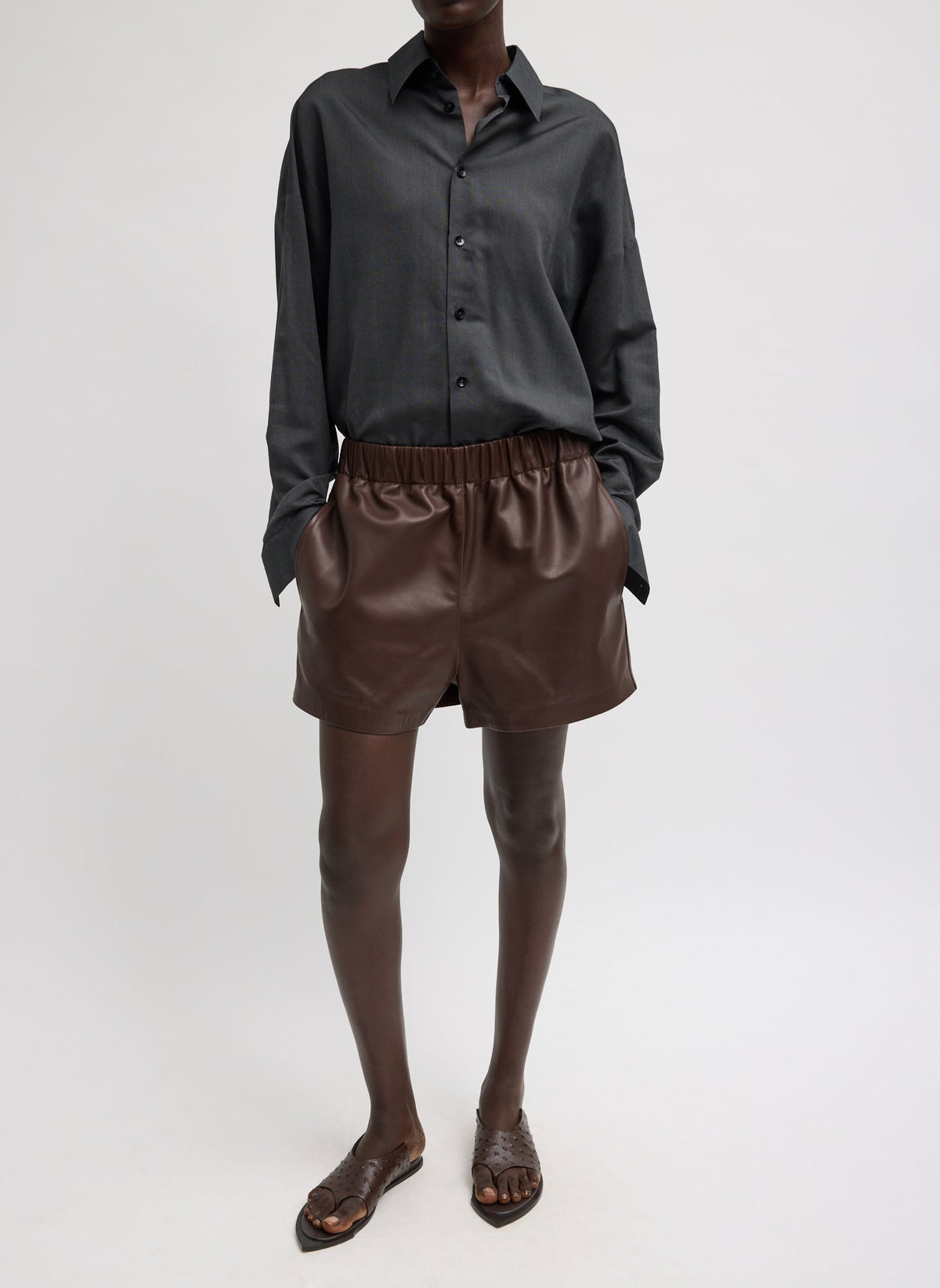 Leather Pull On Short | Tibi