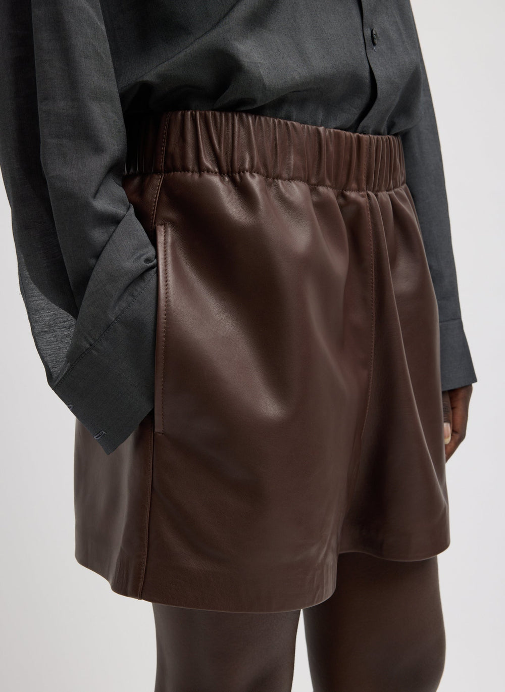Leather Pull On Short | Tibi