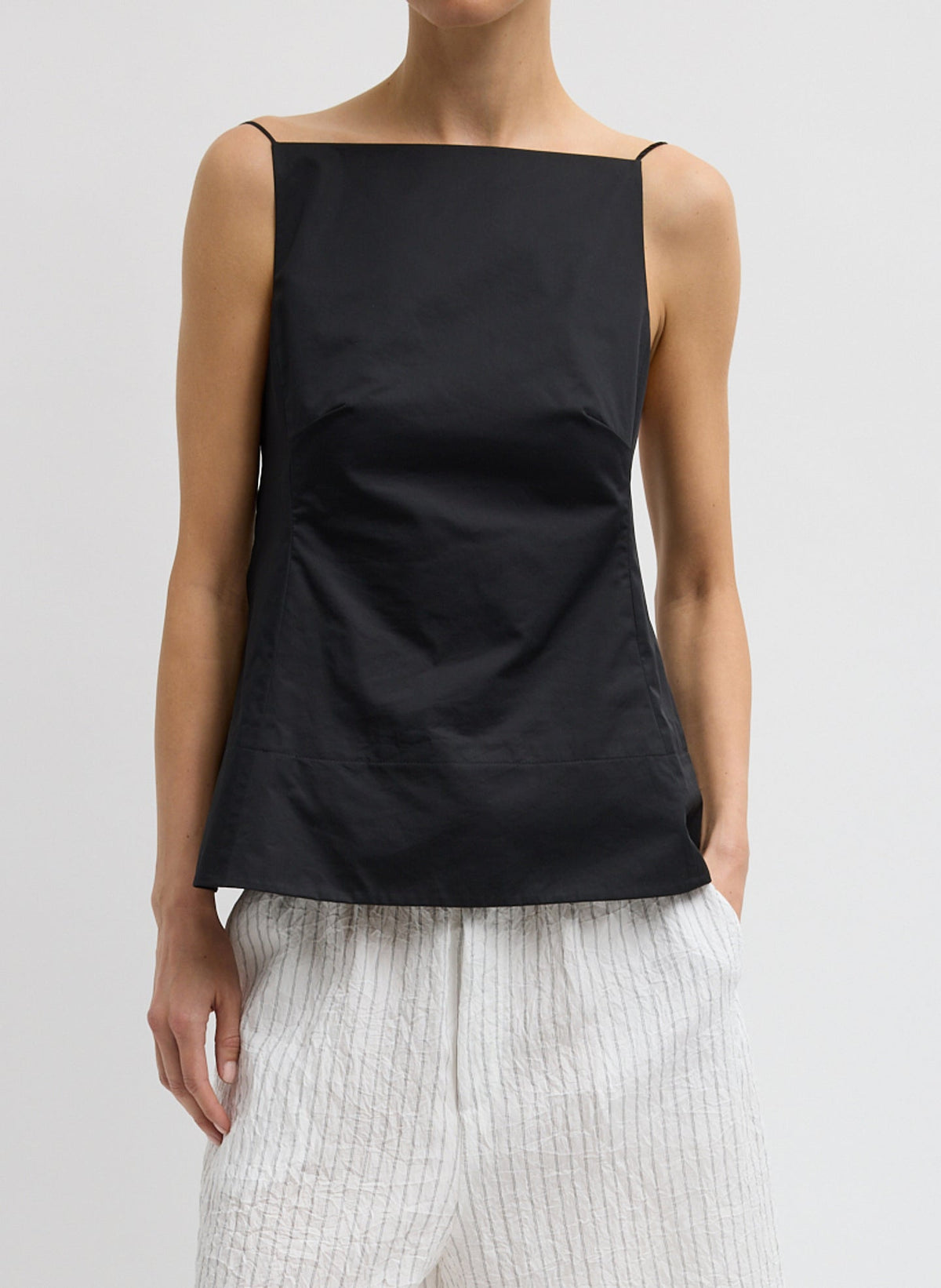 Eco Poplin Strappy Open Back Top | Tibi