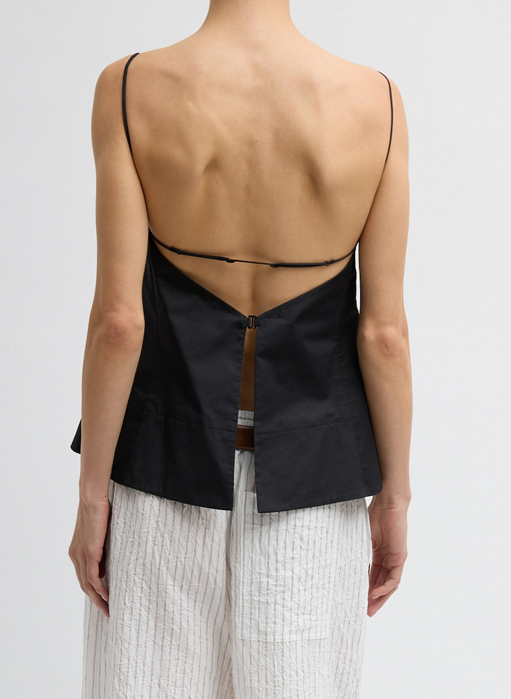 Eco Poplin Strappy Open Back Top | Tibi