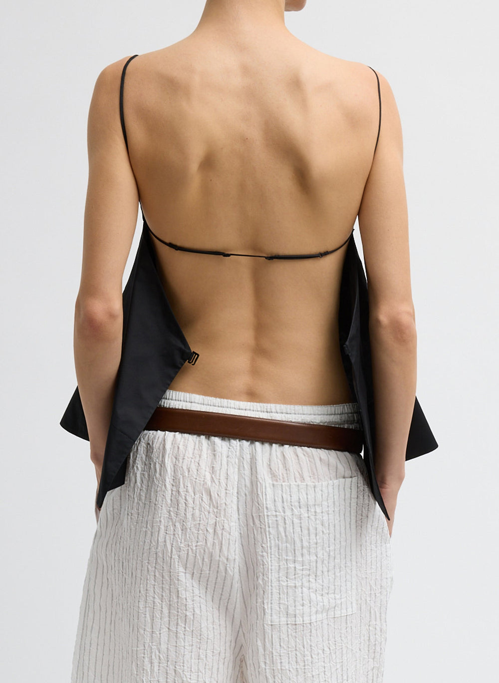 Eco Poplin Strappy Open Back Top | Tibi