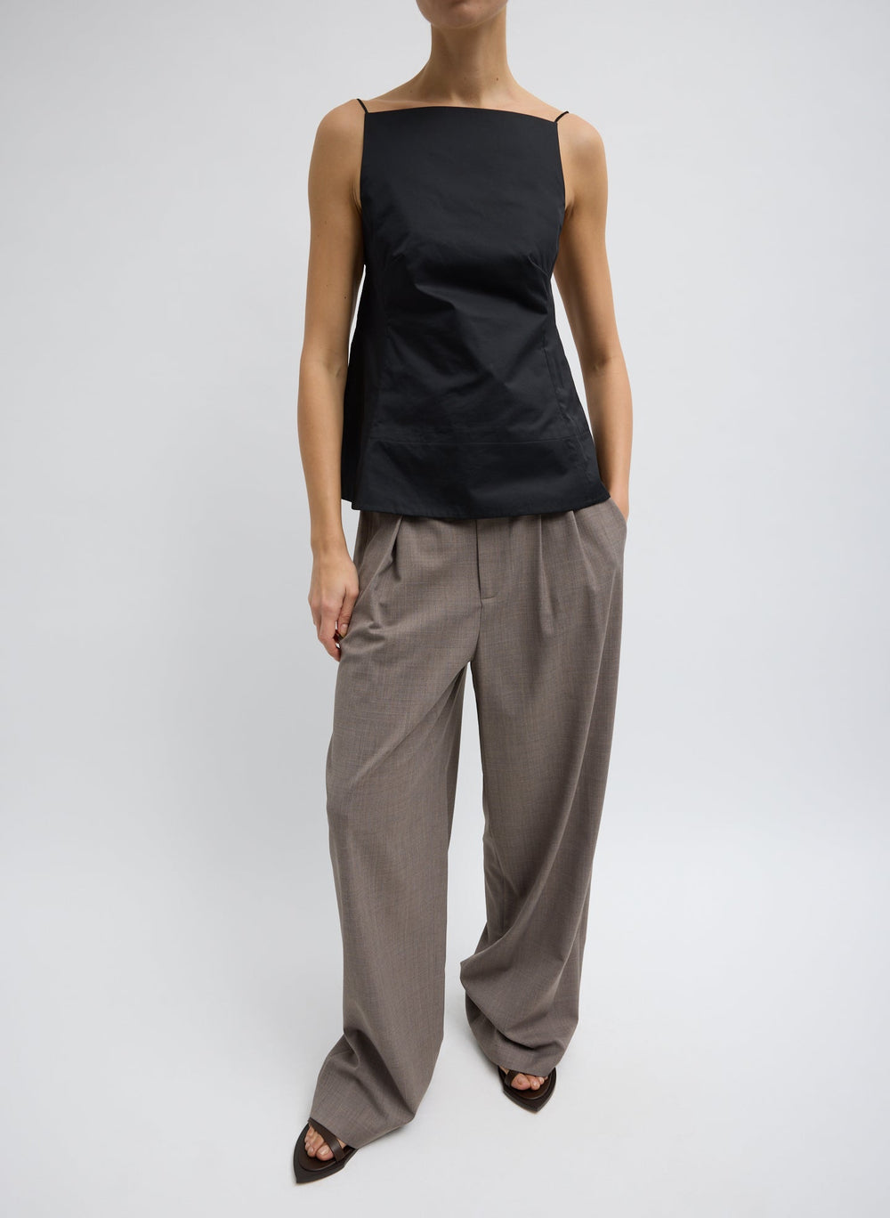 Eco Poplin Strappy Open Back Top | Tibi
