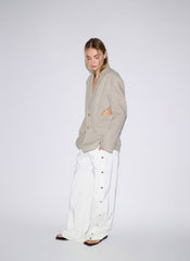Stretch Linen Viscose Side Cut Blazer | Tibi