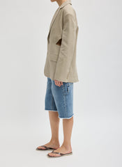 Stretch Linen Viscose Side Cut Blazer | Tibi