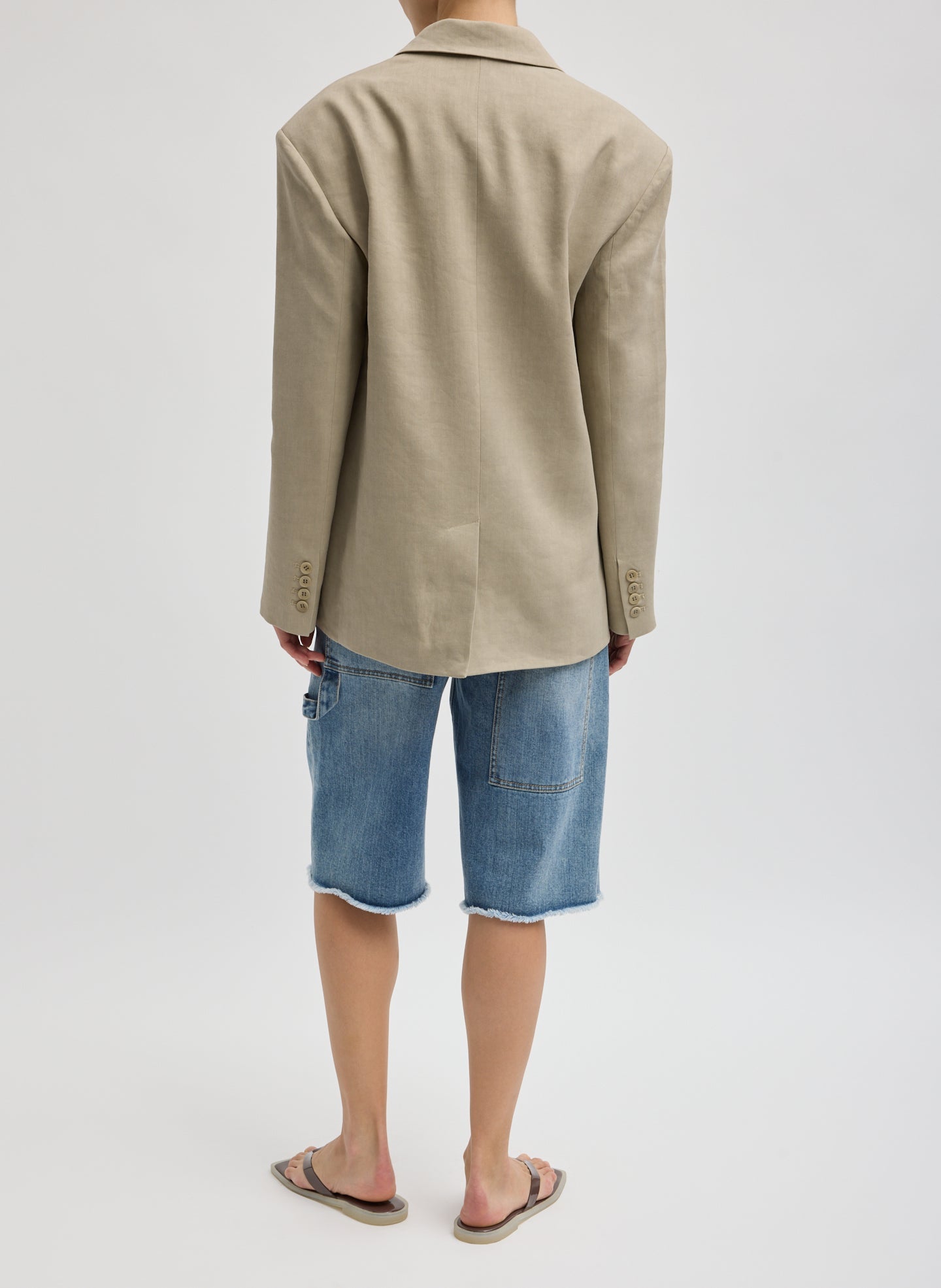 Stretch Linen Viscose Side Cut Blazer | Tibi