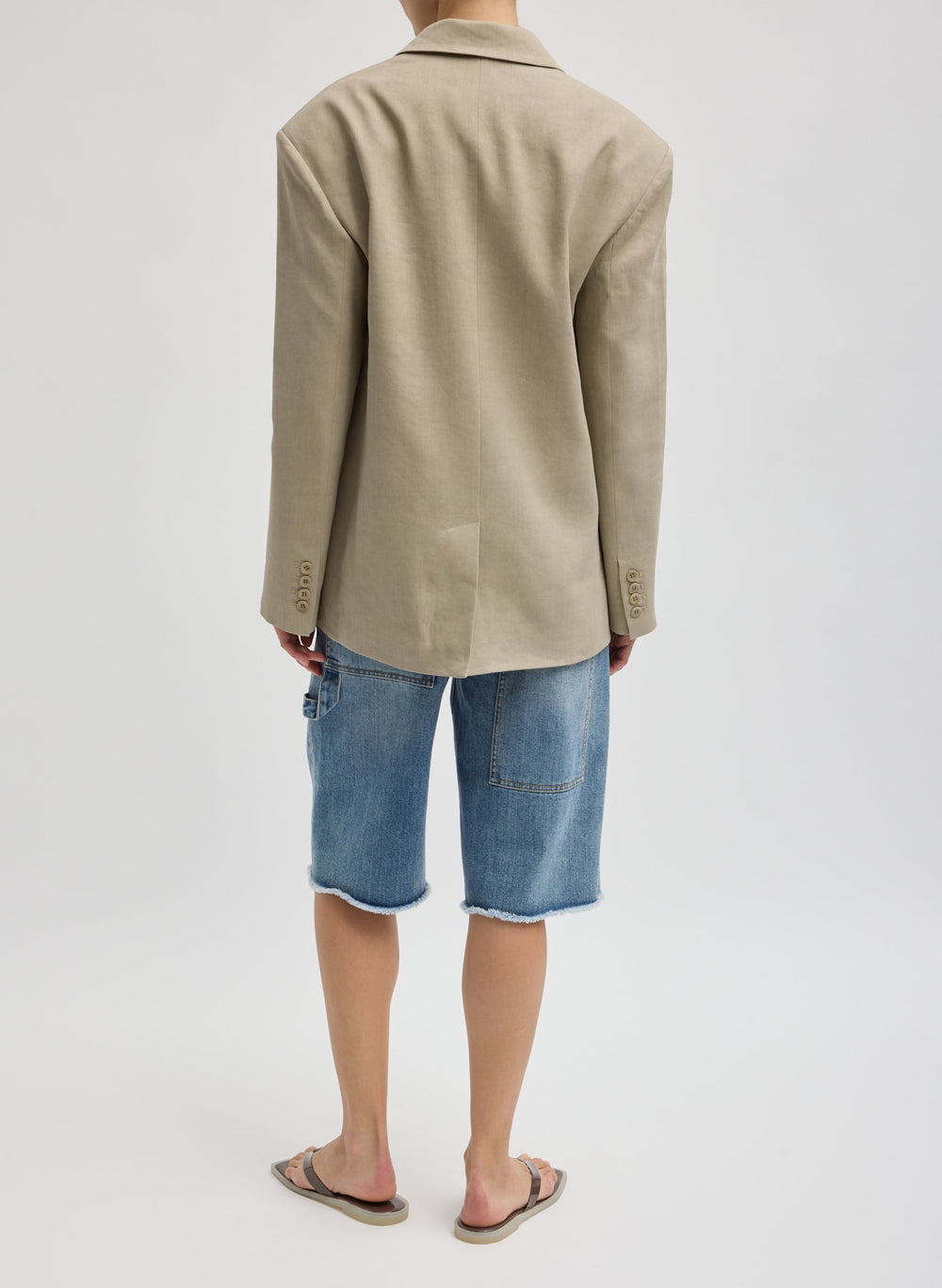 Stretch Linen Viscose Side Cut Blazer | Tibi