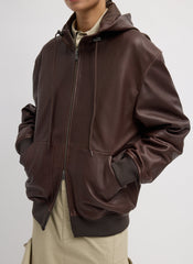 Leather Zip Up Hoodie Jacket | Tibi