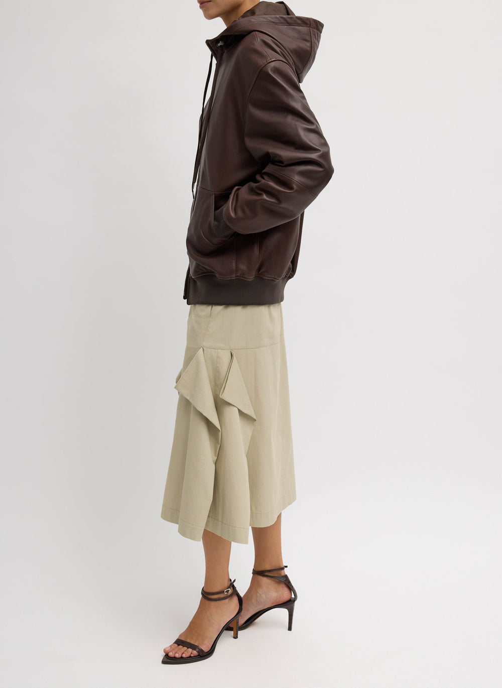 Leather Zip Up Hoodie Jacket | Tibi