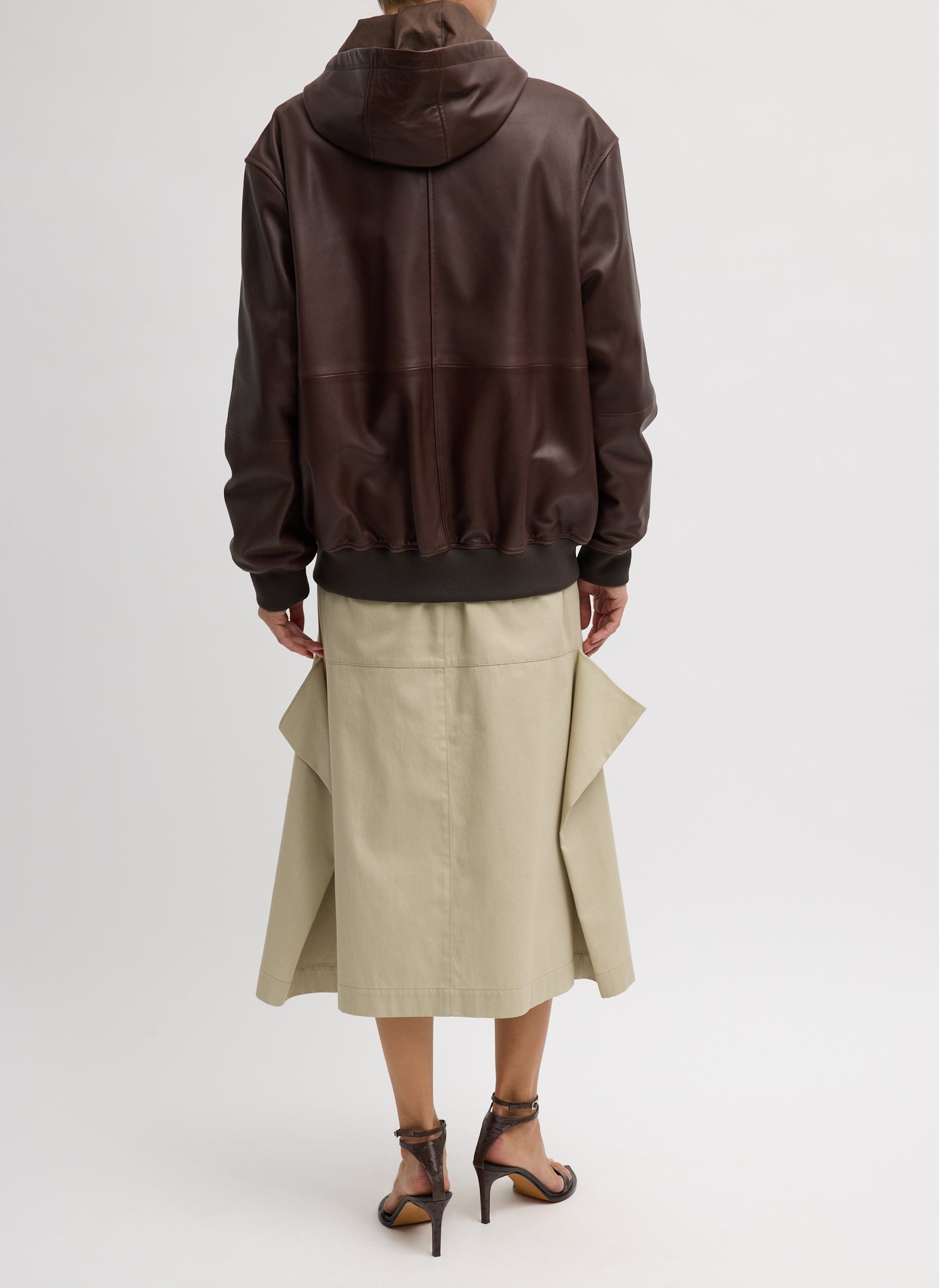 Leather Zip Up Hoodie Jacket | Tibi