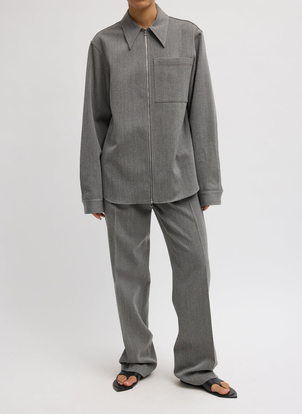 Structured Wool Zipper Jacket | Tibi