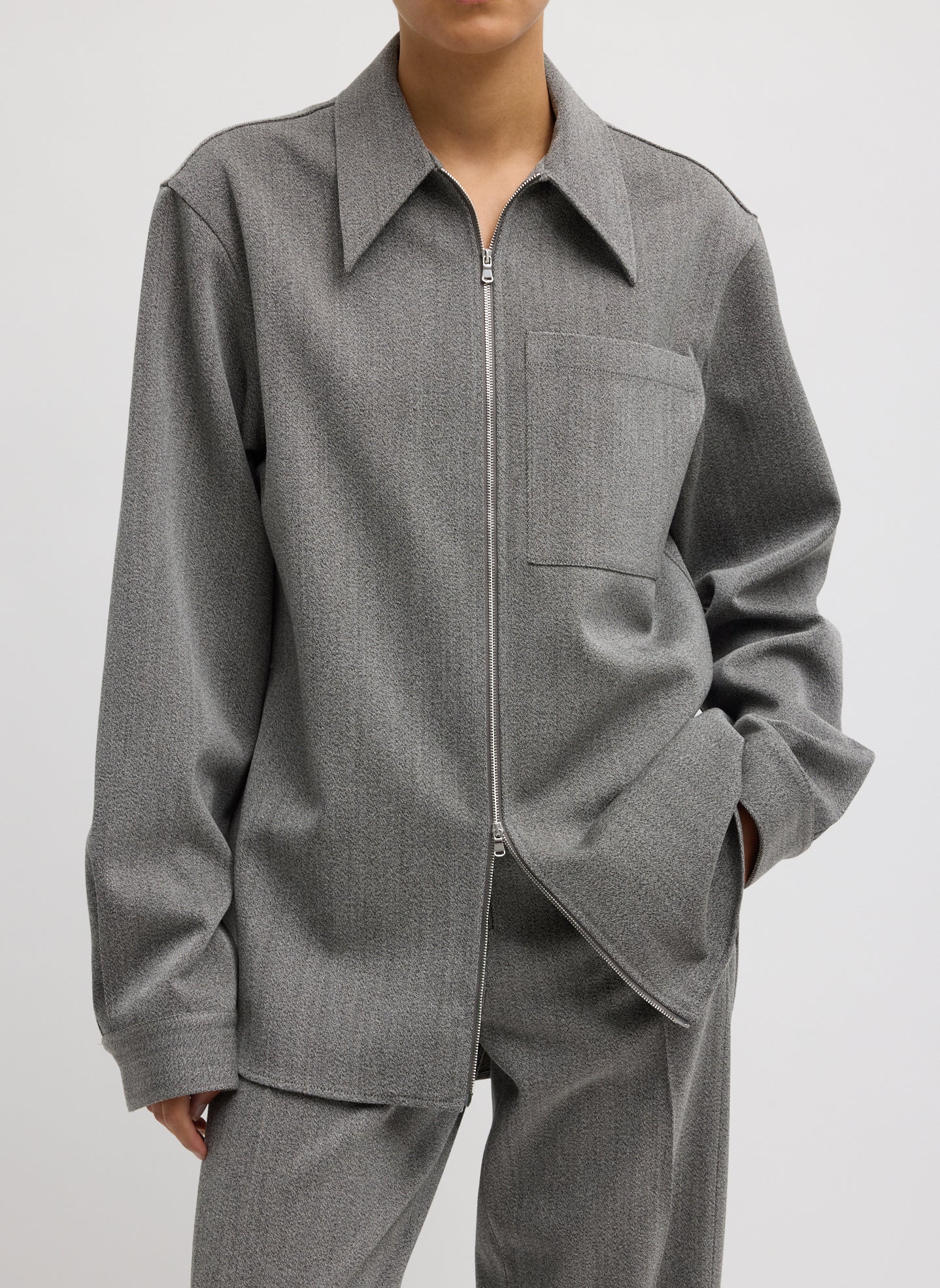 Structured Wool Zipper Jacket | Tibi