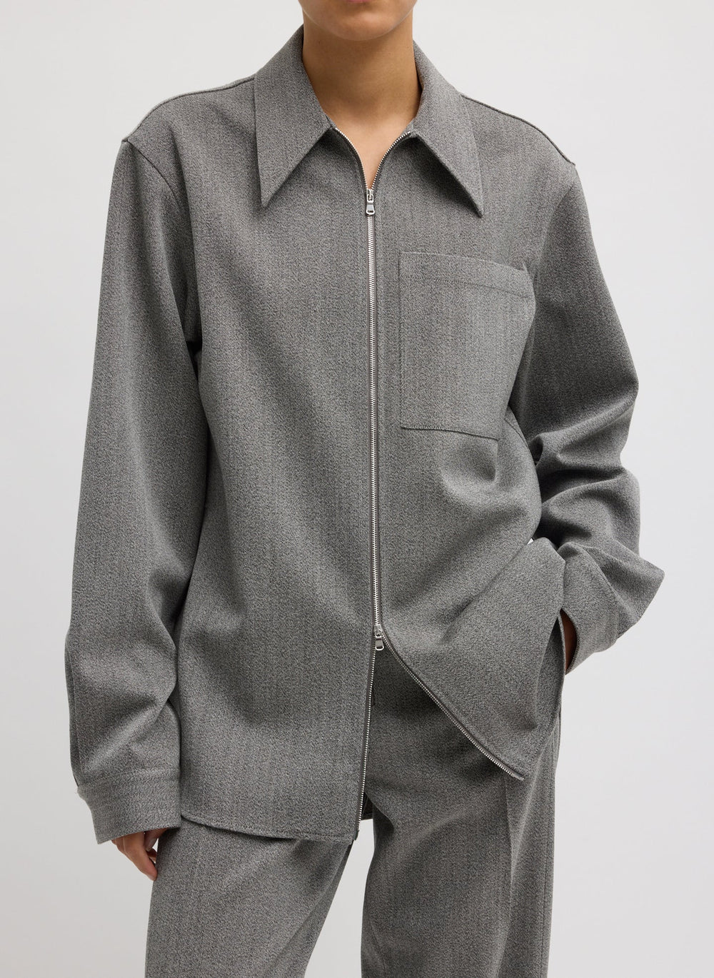 Structured Wool Zipper Jacket | Tibi