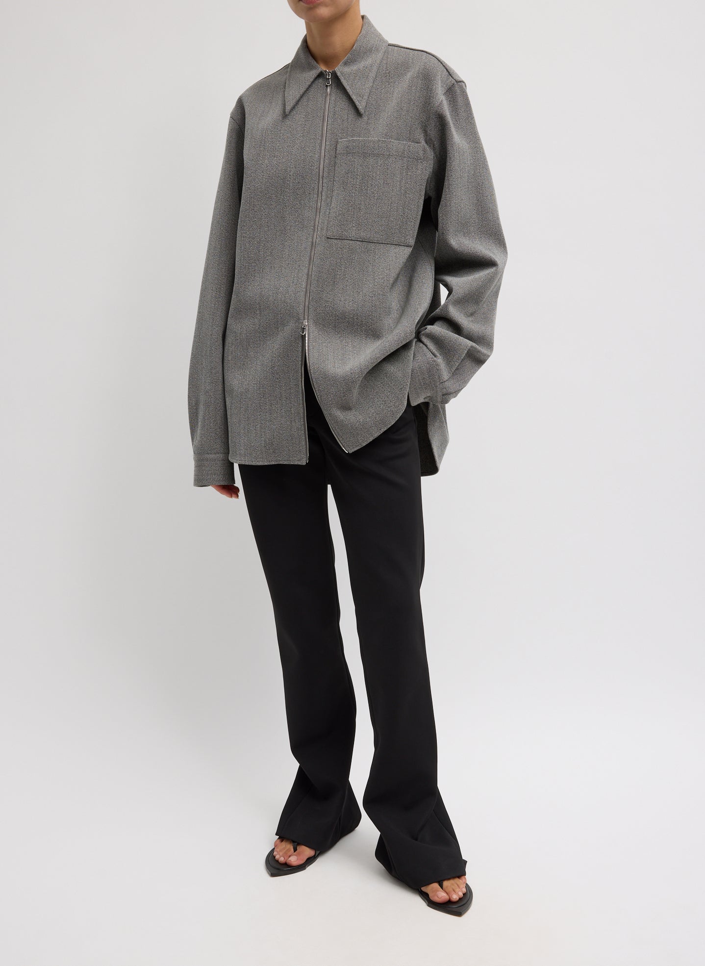 Structured Wool Zipper Jacket | Tibi