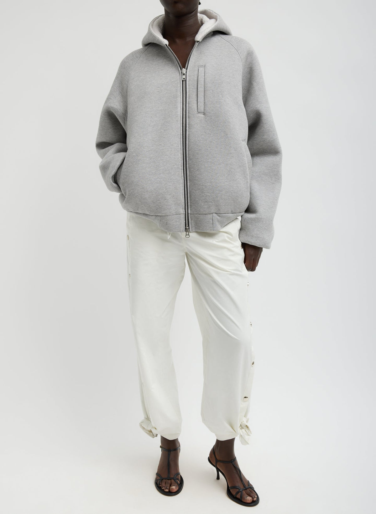 Compact Tech French Terry Zip Up Hoodie | Tibi
