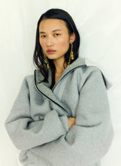 Compact Tech French Terry Zip Up Hoodie | Tibi