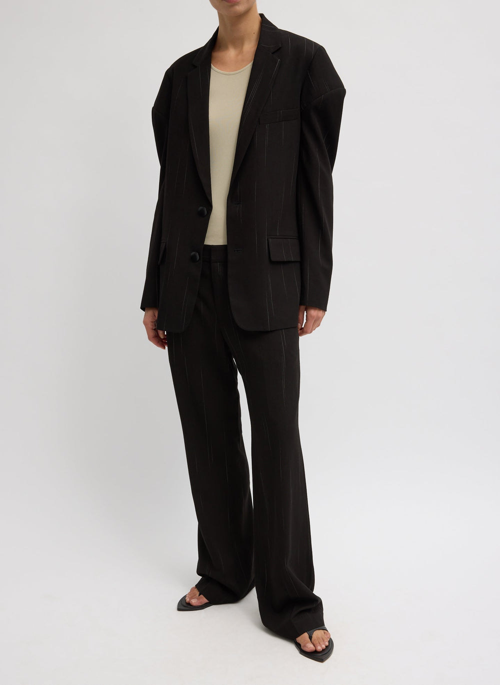 Viscose Suiting Hinged Sleeve Blazer | Tibi