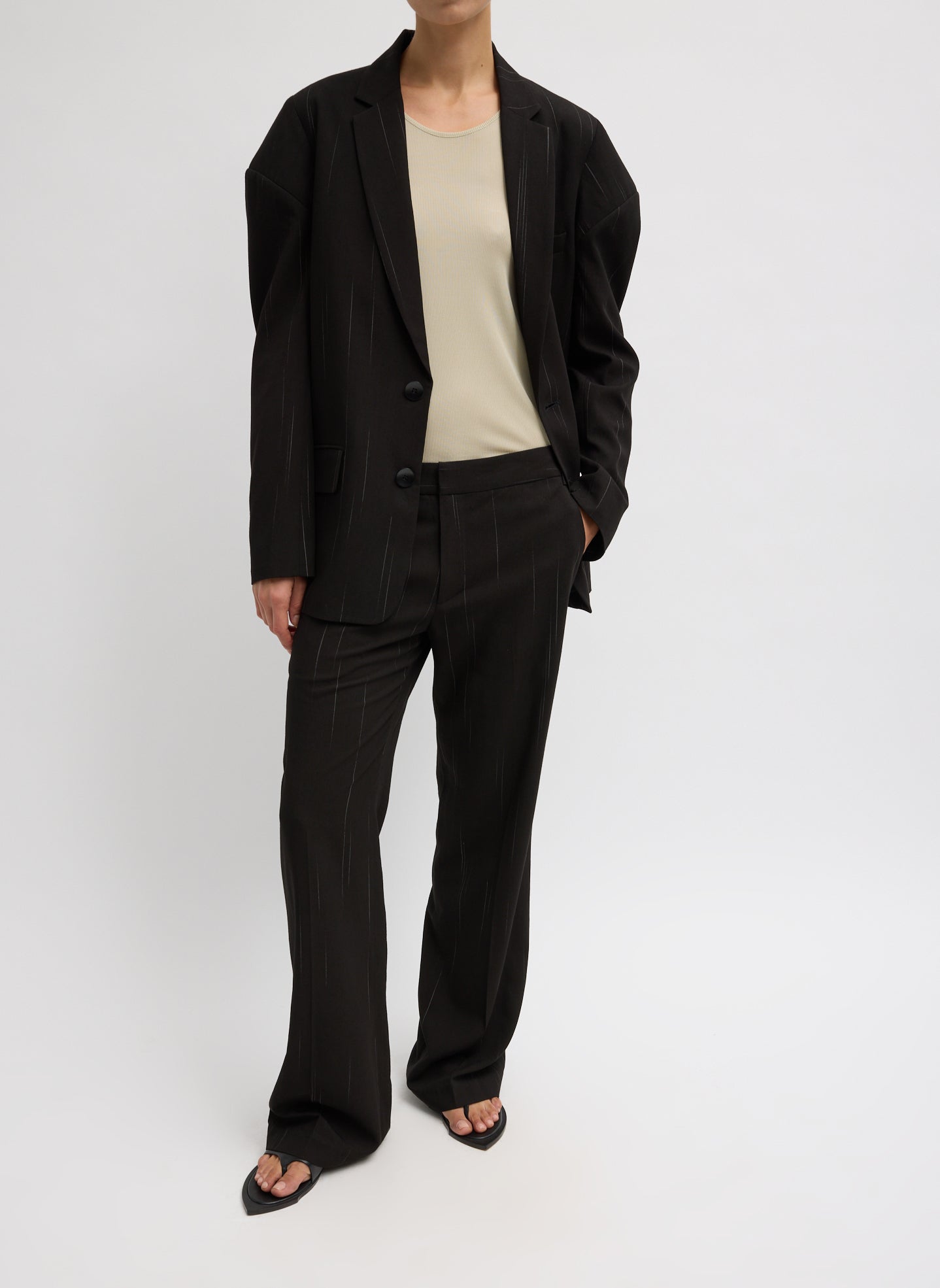 Viscose Suiting Hinged Sleeve Blazer | Tibi
